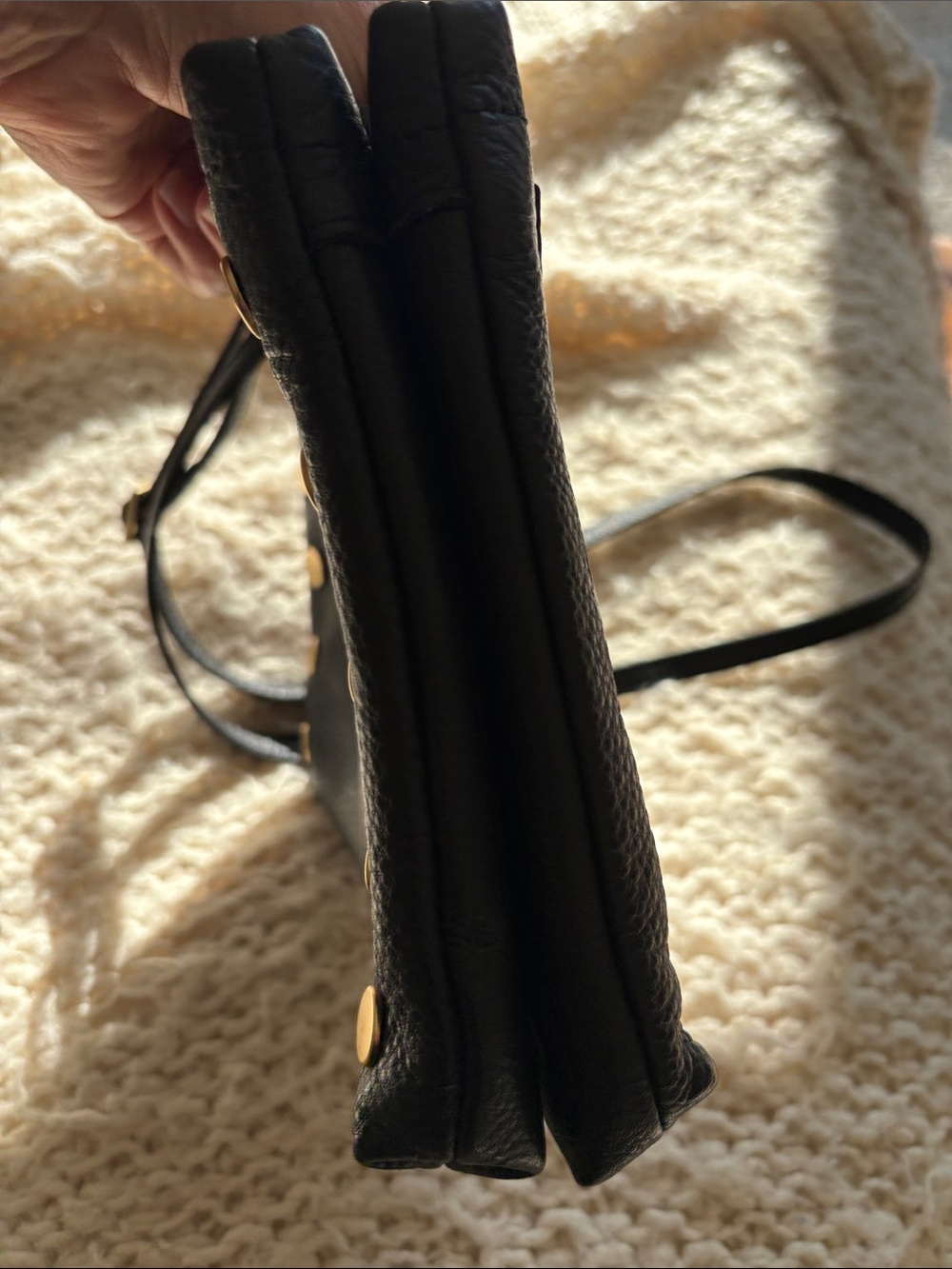Hammitt Duke black Leather Shoulder Bag with Gold Stud Accents.. like new - Picture 7 of 11